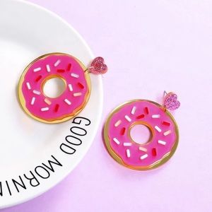 🍩New Trendy Fashion Pink Donut Acrylic Earrings🍩